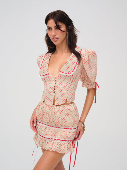 Love Dot Mini Skirt Cream - For Love & Lemons