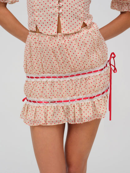 Love Dot Mini Skirt Cream - For Love & Lemons