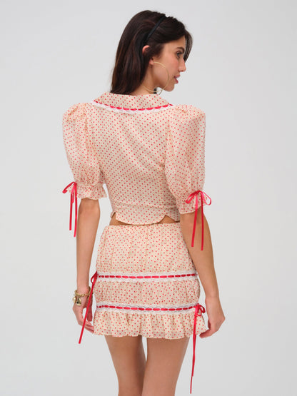 Love Dot Mini Skirt Cream - For Love & Lemons