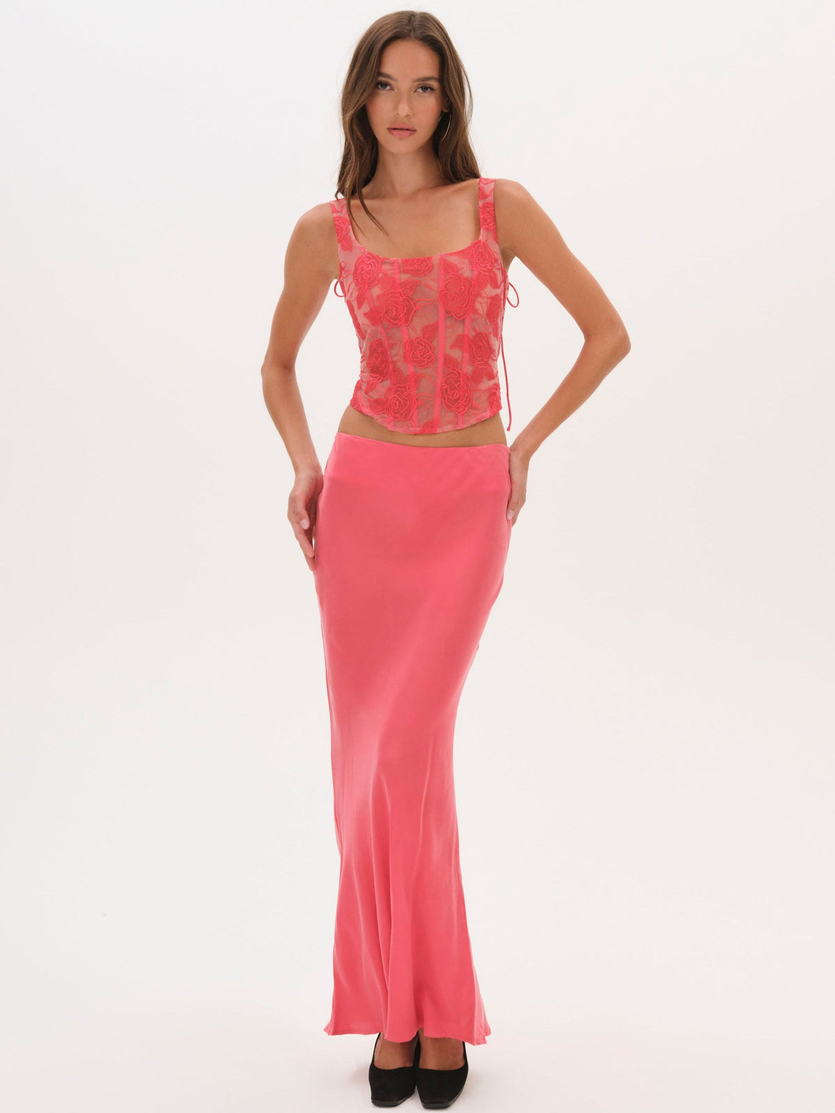 Lena Maxi Skirt Red - For Love & Lemons