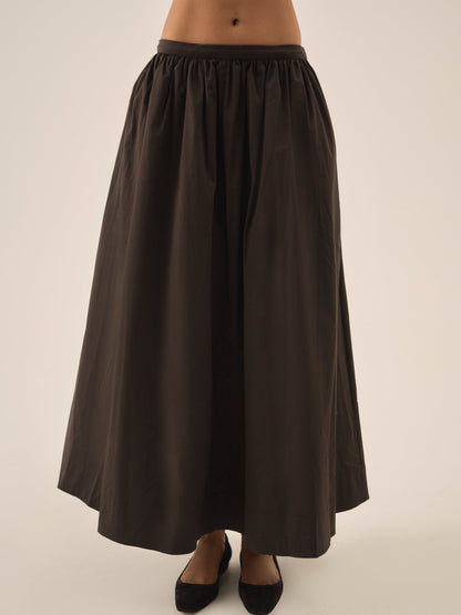 Train Station Poplin Maxi Skirt Black - For Love & Lemons