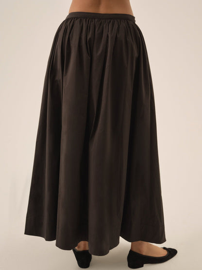 Train Station Poplin Maxi Skirt Black - For Love & Lemons