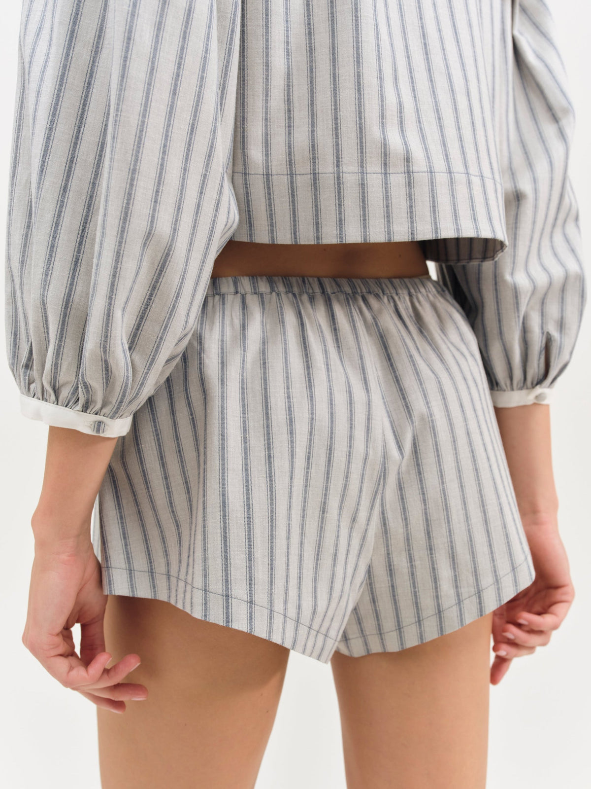 Linen Stripe Shorts Blue - For Love & Lemons