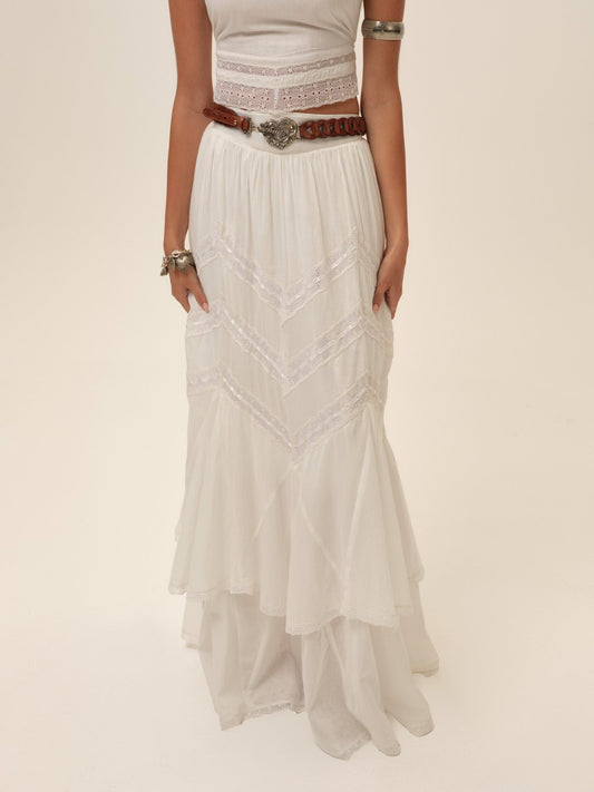 Lou Maxi Skirt White - For Love & Lemons