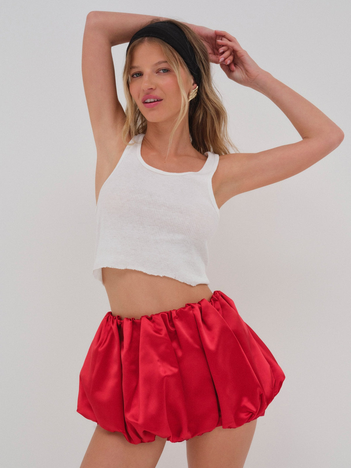 Lena Bubble Mini Skirt Red - For Love & Lemons