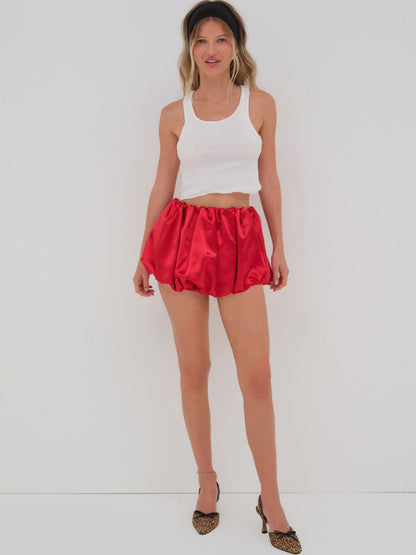 Lena Bubble Mini Skirt Red - For Love & Lemons