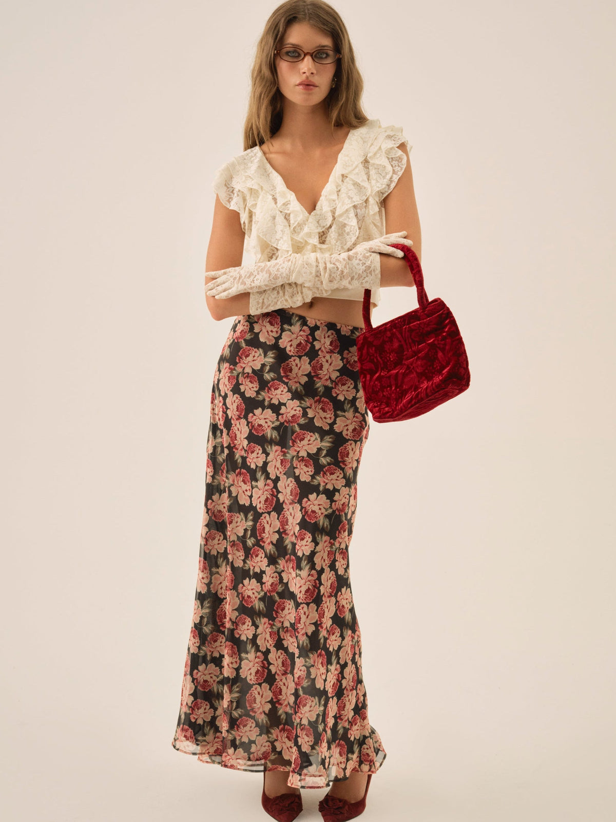 Belmond Floral Maxi Skirt Black - For Love & Lemons