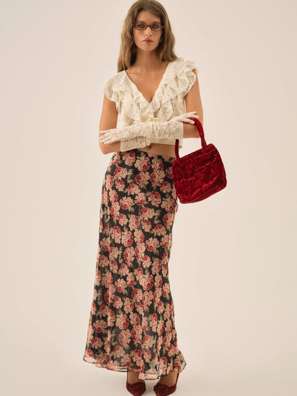 Belmond Floral Maxi Skirt Black - For Love & Lemons