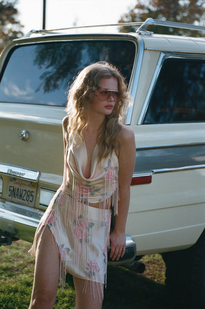 Odessa Mini Skirt Peach - For Love & Lemons