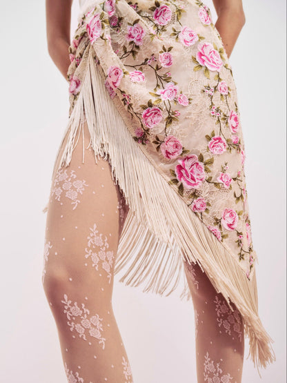 Esme Rose Embroidered Asymmetrical Skirt Pink - For Love & Lemons