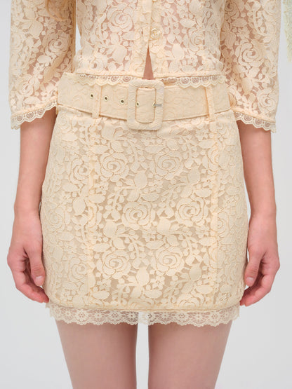 Lucy Lace Mini Skirt Buttercream - For Love & Lemons