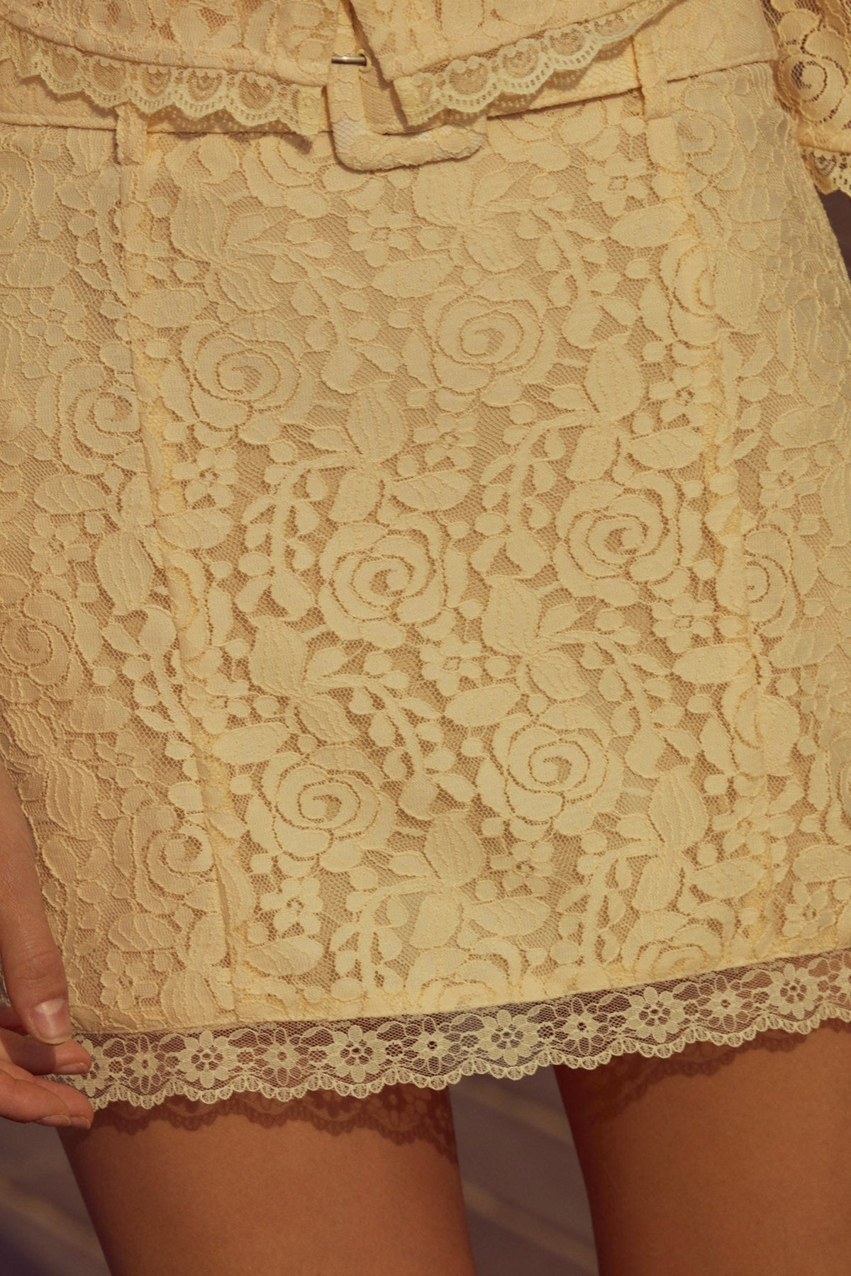 Lucy Lace Mini Skirt Buttercream - For Love & Lemons
