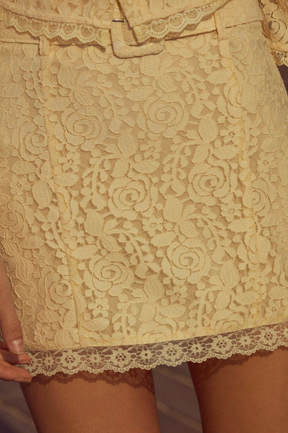Lucy Lace Mini Skirt Buttercream - For Love & Lemons