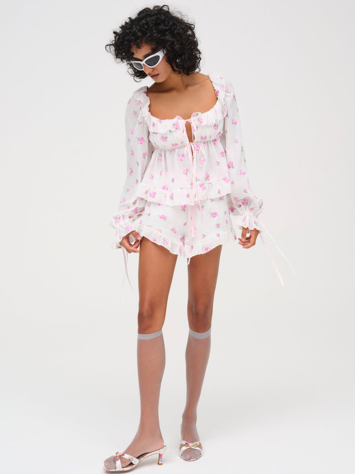 Fiona Floral Short White - For Love & Lemons