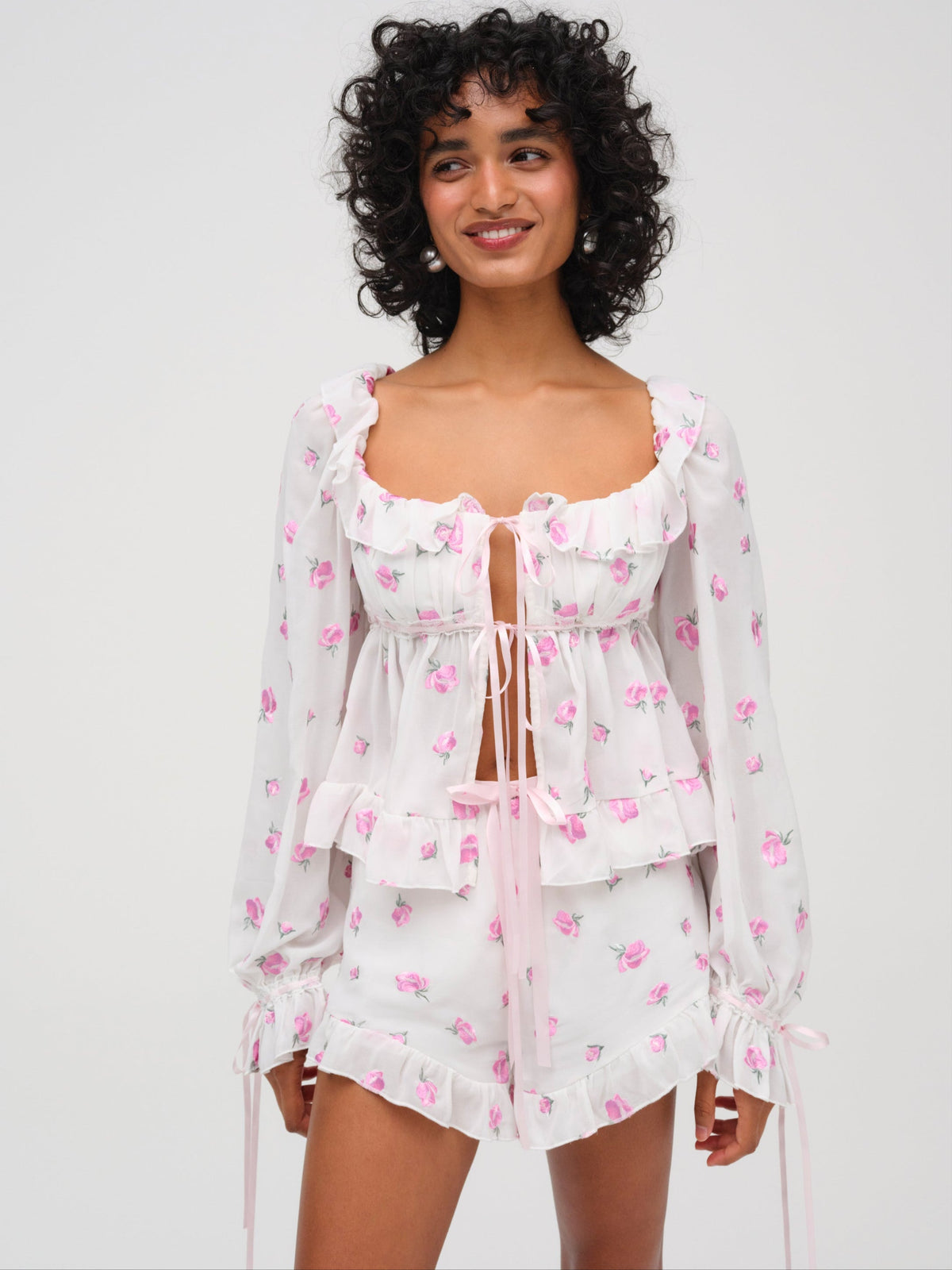 Fiona Floral Short White - For Love & Lemons