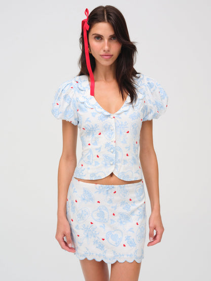 Livia Linen Mini Skirt White - For Love & Lemons