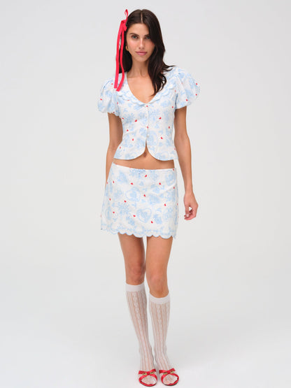Livia Linen Mini Skirt White - For Love & Lemons