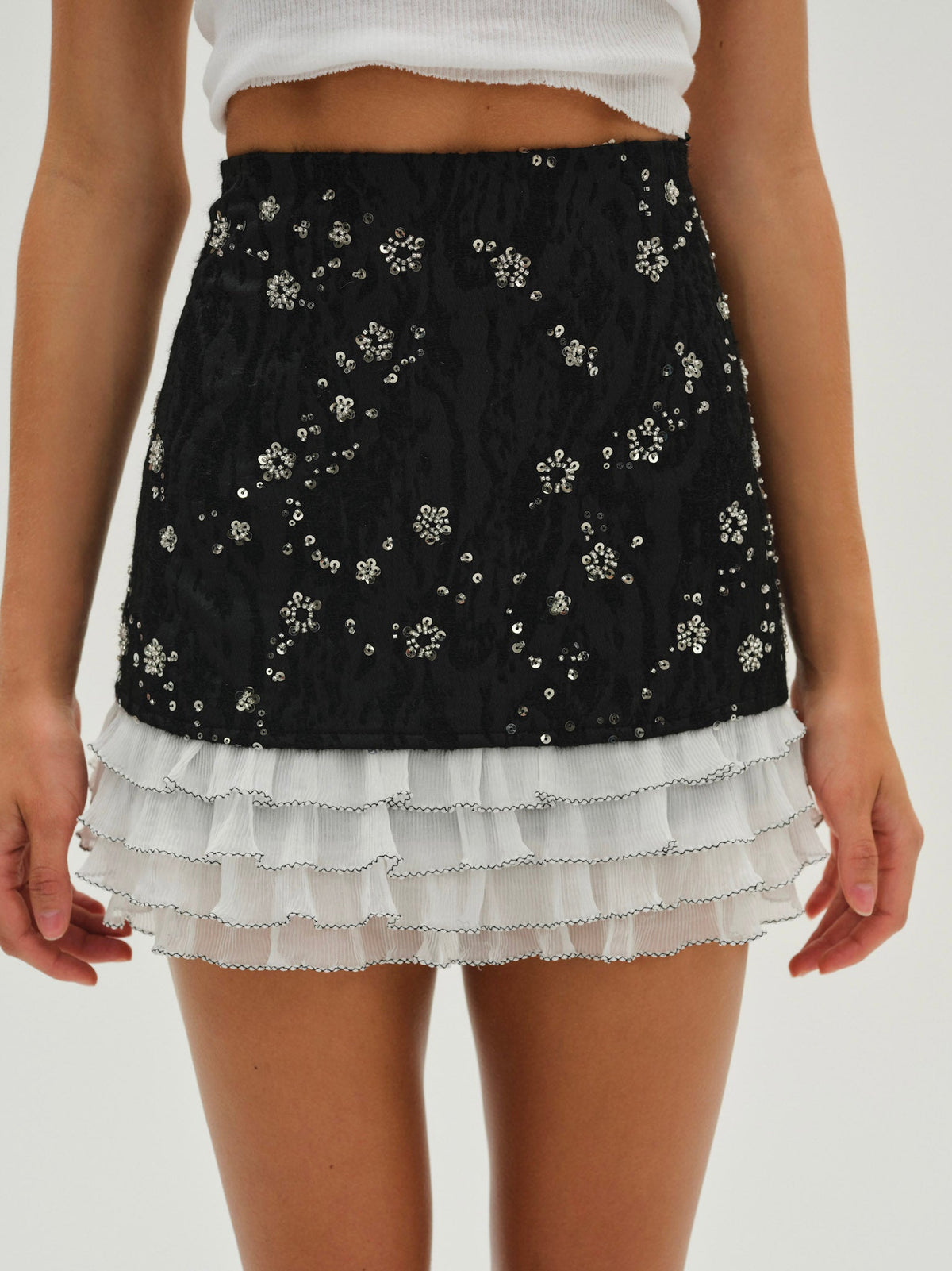 Snowy Jacquard Mini Skirt Black - For Love & Lemons