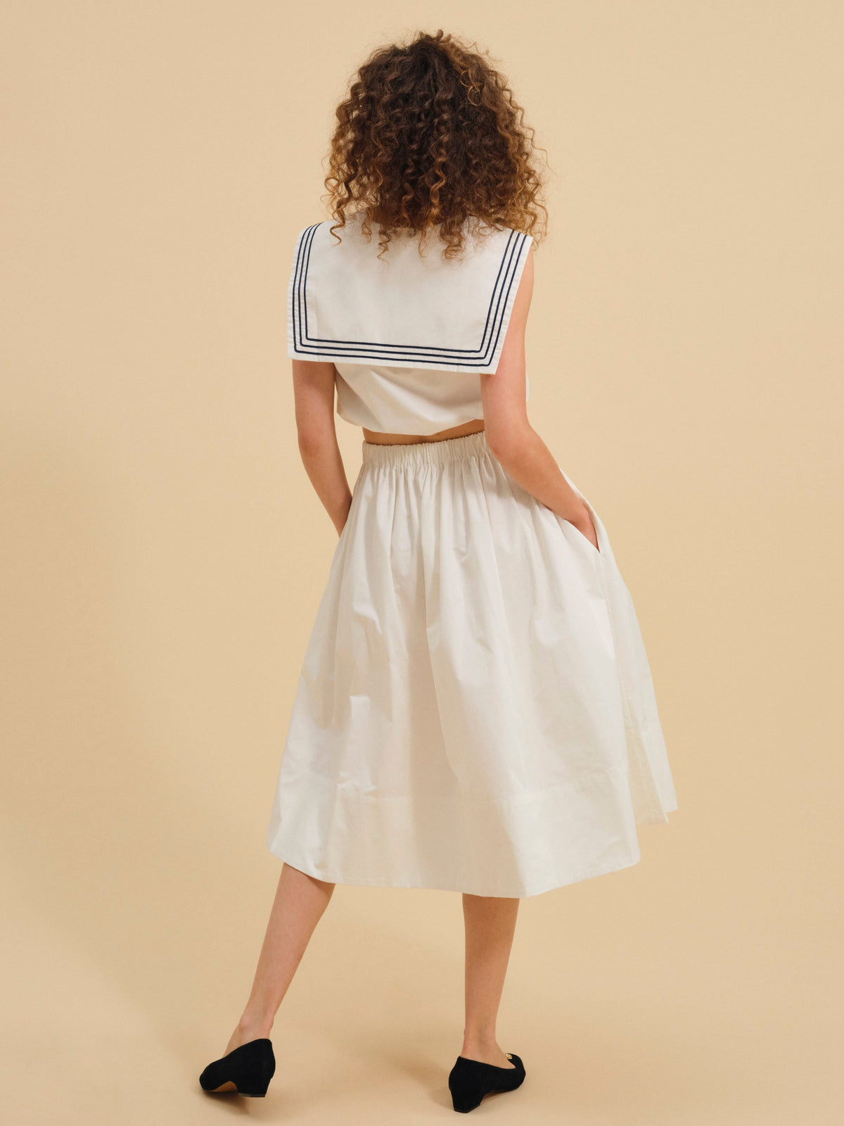 Marella Poplin Midi Skirt White - For Love & Lemons