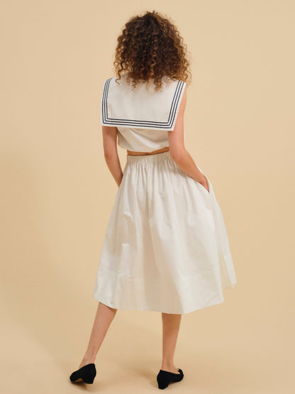 Marella Poplin Midi Skirt White - For Love & Lemons