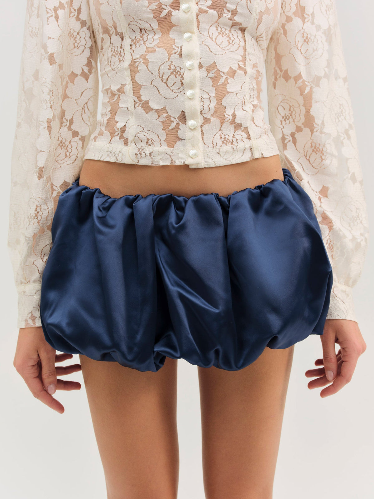 Lena Bubble Mini Skirt Navy - For Love & Lemons