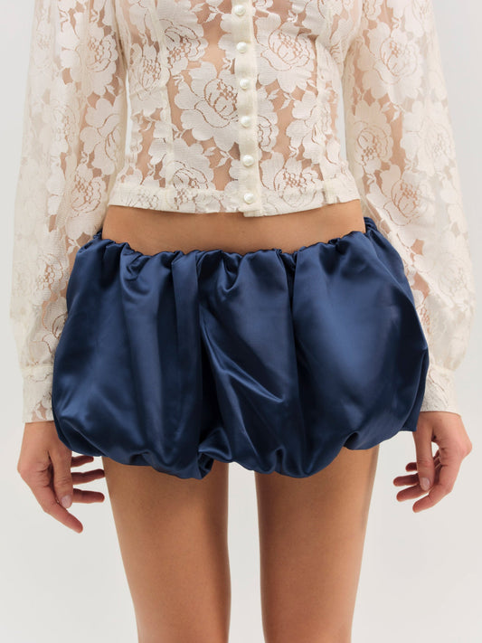 Lena Bubble Mini Skirt Navy - For Love & Lemons