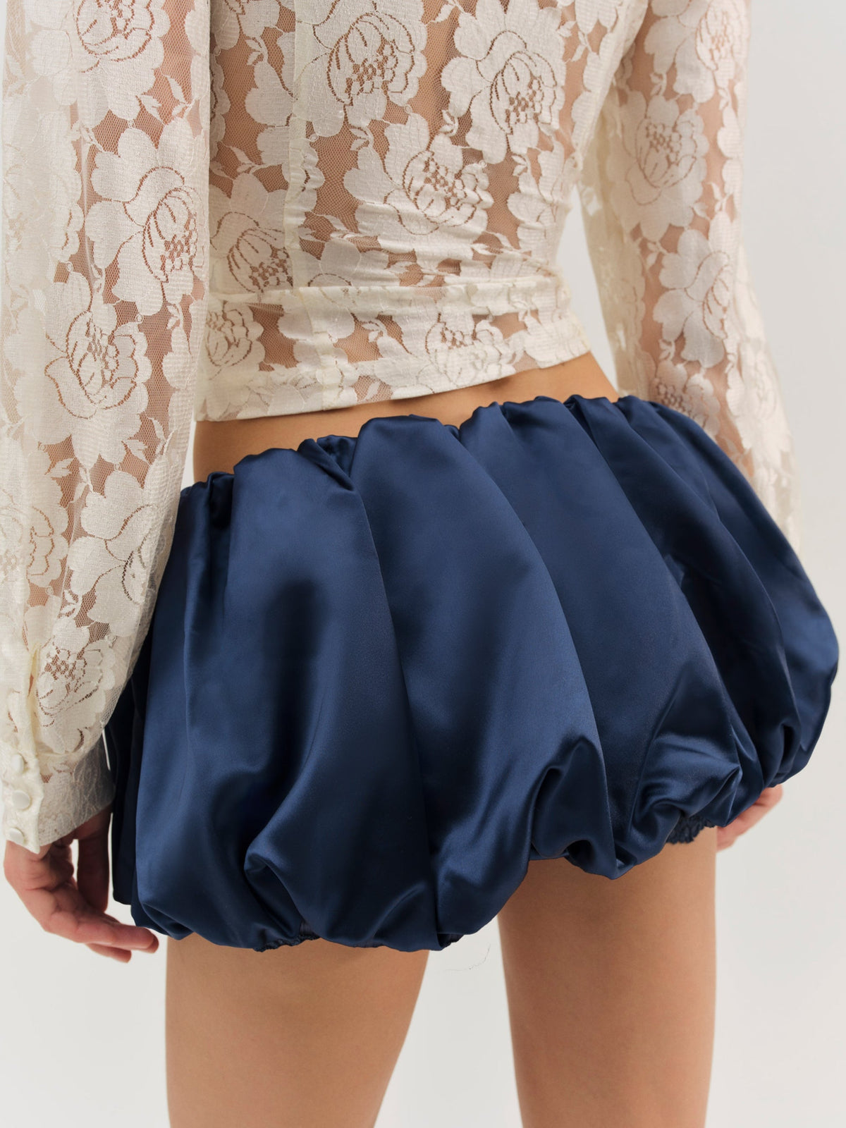 Lena Bubble Mini Skirt Navy - For Love & Lemons