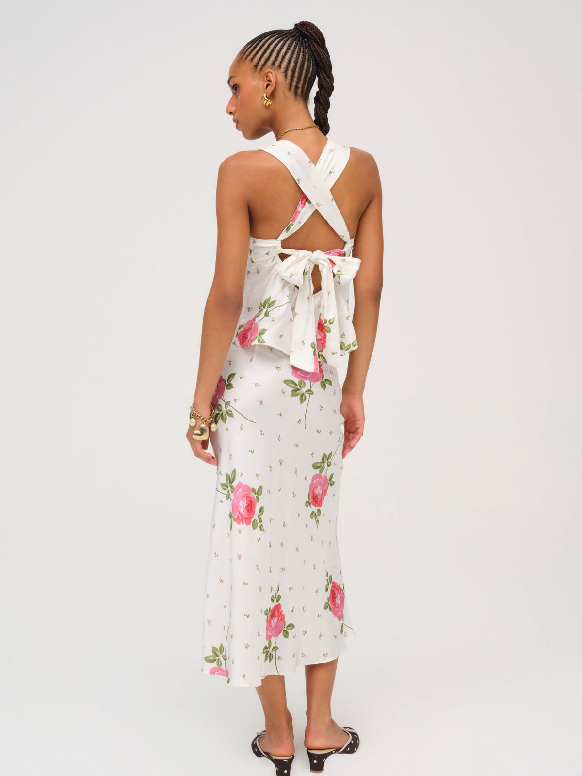 Rosebud Midi Skirt White - For Love & Lemons