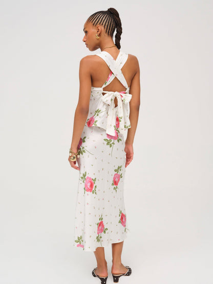 Rosebud Midi Skirt White - For Love & Lemons