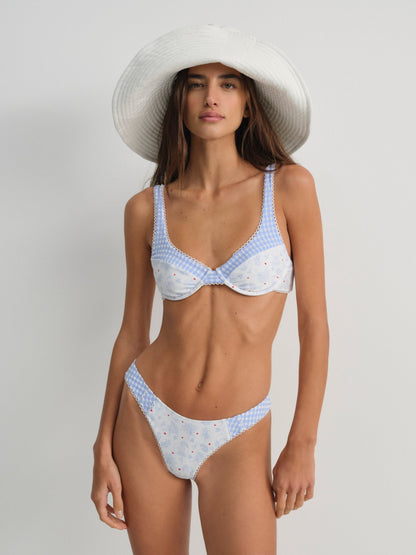 Floral Stems Bikini Bottom White - For Love & Lemons