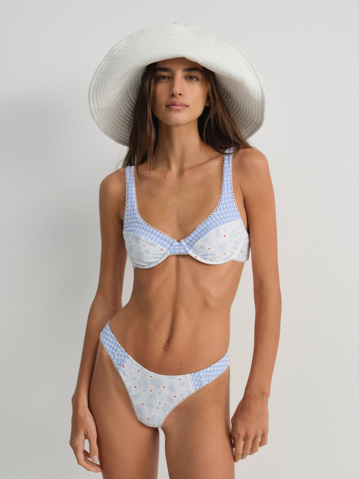 Floral Stems Underwire Bikini Top White - For Love & Lemons