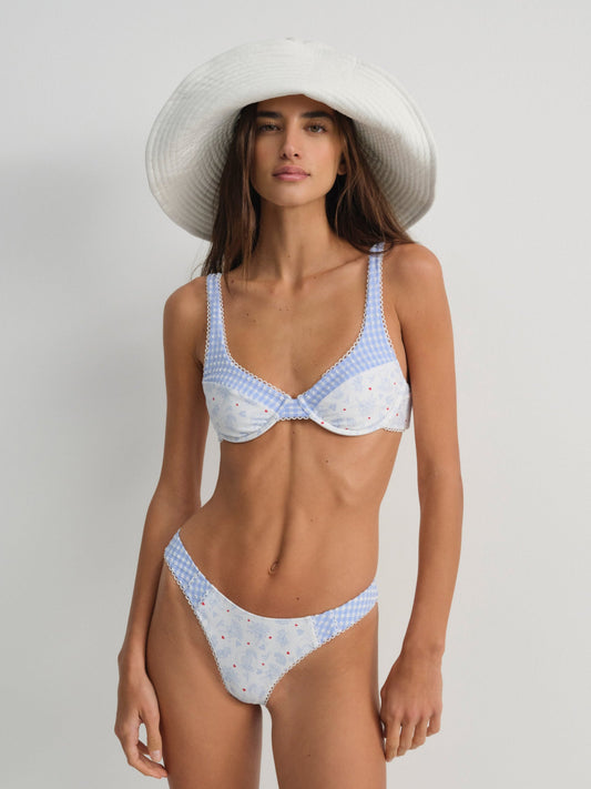 Floral Stems Underwire Bikini Top White - For Love & Lemons