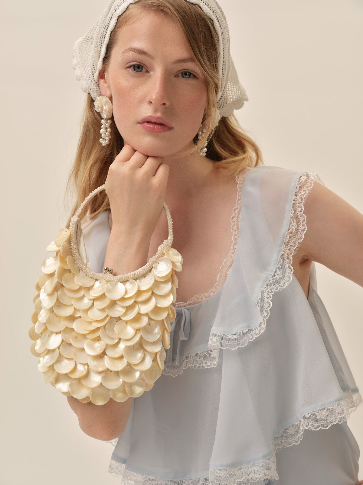 Shell Pailette Purse Cream - For Love & Lemons