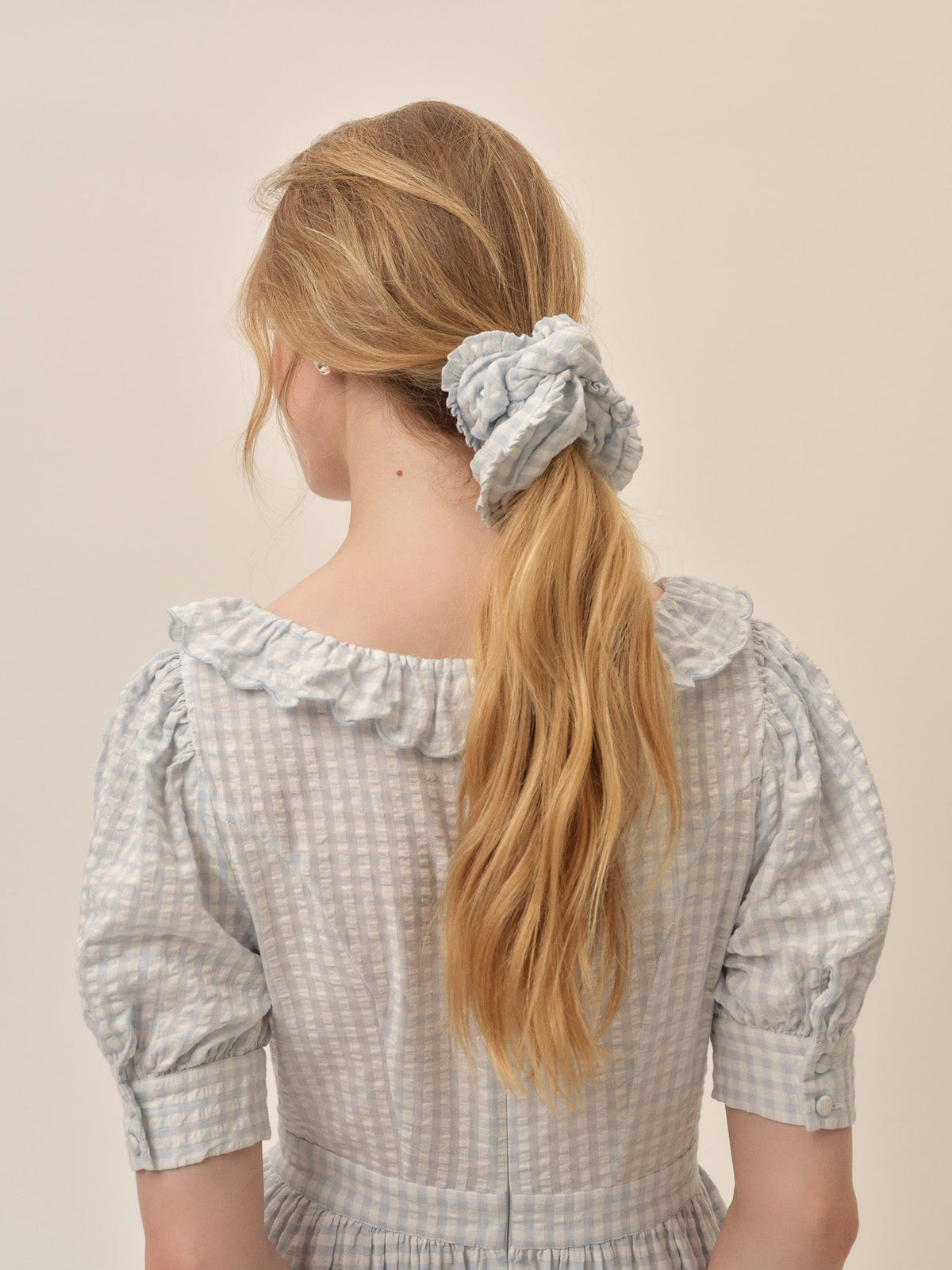 Bradford Gingham Scrunchie Blue - For Love & Lemons