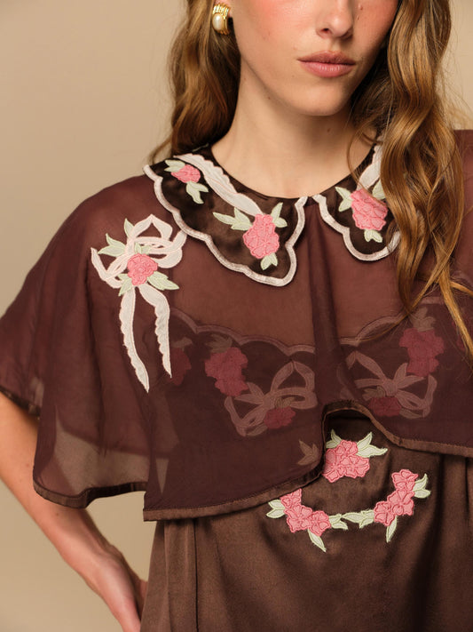 Loralai Cape Chocolate Plum - For Love & Lemons