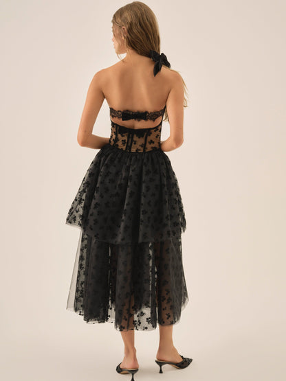 Dionne Midi Dress Black - For Love & Lemons